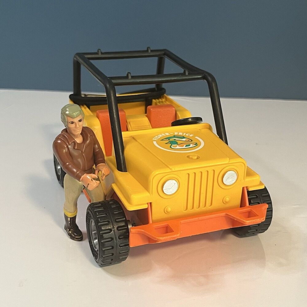 FISHER PRICE Vintage Adventure People Yellow Orange Jeep Trailblazer & Brad